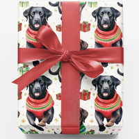 Adorable Dog Holiday Gift Wrap, Black Labrador Christmas Wrapping Paper, Black Lab Present Wrapping Paper, Dog Lover Holiday Wrapping Paper