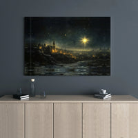 Night Nativity Scene Canvas Print, Star of Bethlehem Canvas Wall Art, Christian Wall Decor, Religious Christmas Decor Canvas Art Present