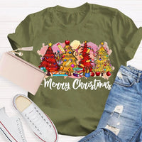 Festive Holiday Tree Graphic Tee, Merry Christmas Colorful Tree T-Shirt, Retro Xmas Tree Shirt, Winter Holiday Apparel, Christmas Tree Present