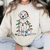 Santa Hat Dog Fairy Lights Sweater, Labrador Christmas Sweatshirt, Festive Lab Holiday Crewneck, Comfy Dog Lover Winter Pullover