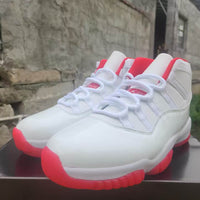 High Top Sneakers, White Red Colorway, Lace Up Design, Casual Gift for Sneaker Fans