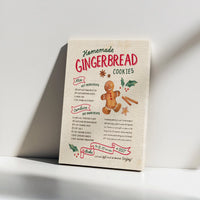 Watercolor Gingerbread Kitchen Poster, Gingerbread Cookie Recipe Canvas Art, Christmas Baking Wall Decor, Gingerbread Digital Download