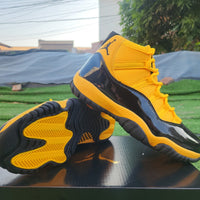 High Top Sneakers, Black Yellow Orange Colorway, Lace Up Design, Casual Gift for Sneaker Fans