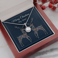 Eternal Hope Pendant Necklace, Merry Christmas My Deer Necklace, Cushion Cut CZ Holiday Necklace, Romantic Christmas Jewelry Present for Her
