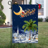Santa Sleigh Palm Tree Yard Flag, South Carolina Christmas Garden Flag, Double-Sided Coastal Holiday Flag, Winter Lawn Decor Present