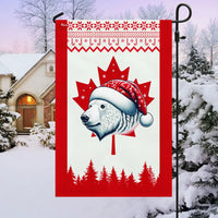 Santa Hat Bear Holiday Flag, Polar Bear Christmas Canadian Flag Garden Flag, Double-Sided Canada Flag, Winter Yard Lawn Decor Present