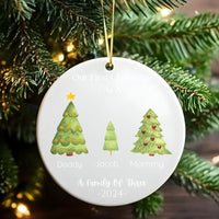 Baby First Christmas 2024 Ornament, Family of Three Christmas Ornament, Ceramic Tree Ornament, Personalized Holiday Keepsake