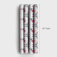 Tropical Santa Hat Holiday Gift Wrap, Christmas Flamingo Wrapping Paper, Adorable Winter Animal Present Paper, Coastal Xmas Wrap Roll