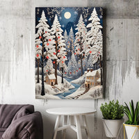 3D Papercut Forest Christmas Canvas, Winter Christmas Village Canvas Wall Art, Holiday Village Canvas Print, Comfy Xmas Decor Present