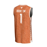 #1 Texas Longhorns Lightweight Highlight Print Basketball Jersey - Texas Orange