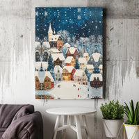 Snowy Winter Night Town Scene Canvas Print, Christmas Village Canvas Wall Art, Festive Holiday Canvas Decor, Comfy Winter Town Canvas Art
