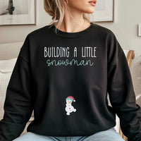 Christmas Pregnancy Announcement Sweatshirt, Building a Little Snowman Sweatshirt, Holiday Baby Reveal Crewneck, Adorable Mom to Be Sweatshirt