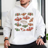 Spooky Gothic Christmas Graphic Sweatshirt, Gingerbread Bat Hoodie, Creepmas Alt Holiday Pullover, Dark Aesthetic Xmas Hooded Shirt