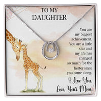 Dancing Crystal Pendant Necklace, To My Daughter Horseshoe Necklace, Lucky Horseshoe Charm Necklace, Graduation Christmas Present for Daughter