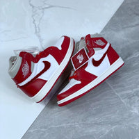 High Top Sneakers, White Red Gray Colorway, Lace Up Design, Casual Gift for Sneaker Fans
