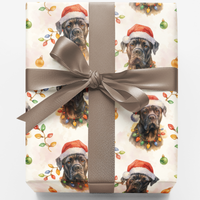 Festive Dog Santa Hat Gift Wrap, Cane Corso Christmas Wrapping Paper, Holiday Pet Gift Wrap, Cane Corso Present Wrap, Dog Lover Present Paper