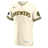 Milwaukee Brewers Cream Home Sponsor Patch Authentic Jersey