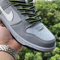 Low Top Sneakers, Gray Yellow Colorway, Lace Up Design, Casual Gift for Sneaker Fans