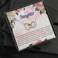 Two-Tone Cubic Zirconia Pendant Necklace, Interlocking Heart Necklace, Sentimental Birthday Christmas Present for Daughter from Dad