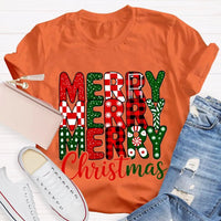 Festive Holiday Graphic T-Shirt, Merry Christmas Plaid Snowflakes Shirt, Buffalo Plaid Christmas Tee, Winter Season Womens Apparel