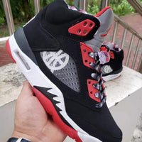 Sneakers, Black Red Colorway, Lace Up Design, Casual Gift for Sneaker Fans