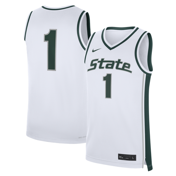 White Michigan State Spartans #1 Alternate Replica Basketball Jersey