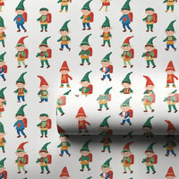 Adorable Cartoon Elves Gift Wrap, Christmas Elf Wrapping Paper, Whimsical Holiday Marching Elf Paper, Festive Kids Gift Wrapping Paper