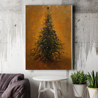 Impressionist Holiday Canvas Print, Vintage Christmas Tree Canvas Wall Art, Glowing Lights Winter Canvas Art, Seasonal Xmas Room Decor Present