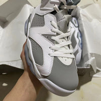 Sneakers, White Gray Colorway, Lace Up Design, Casual Gift for Sneaker Fans