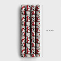 Santa Hat Adorable Owl Gift Wrap, Christmas Owl Wrapping Paper, Watercolor Festive Owl Wrapping Paper, Winter Holiday Present Gift Wrap