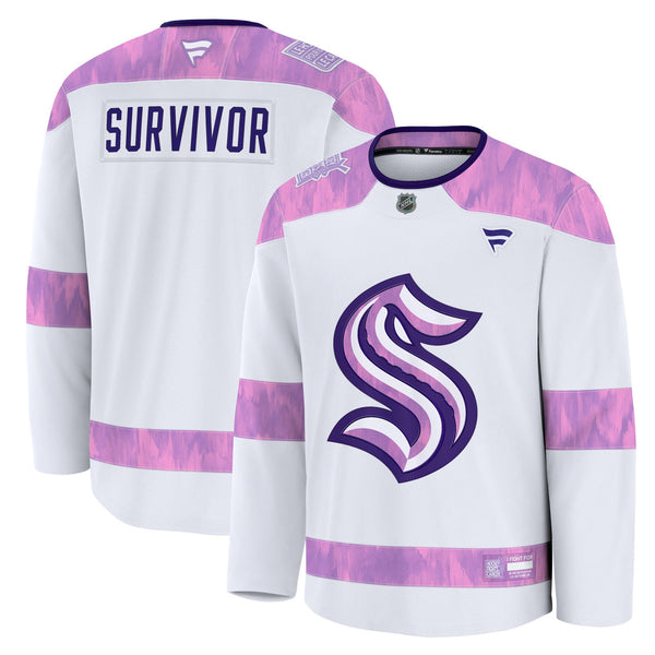 Seattle Kraken White Hockey Fights Cancer Survivor Practice Jersey
