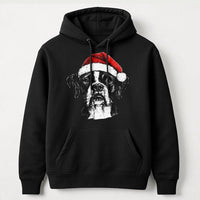 Adorable Santa Hat Dog Hoodie, Boxer Dog Christmas Hoodie, Humorous Pet Holiday Graphic Hoodie, Boxer Mom Pullover Sweatshirt, Dog Lover Xmas Present