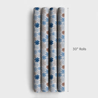 Blue and Copper Holiday Gift Wrap, Winter Snowflake Wrapping Paper, Elegant Christmas Wrapping Paper, Modern Seasonal Gift Wrap Roll
