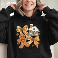 Coquette Christmas Bow Cookie Sweatshirt, Gingerbread Hoodie, Adorable Aesthetic Holiday Pullover, Winter Gingerbread Present for Her