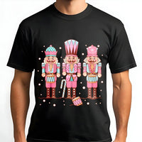 Teal Nutcracker Graphic Tee, Pastel Pink Nutcracker Christmas T-Shirt, Retro Holiday Nutcracker Shirt, Adorable Festive Ballet Lover Present Tee