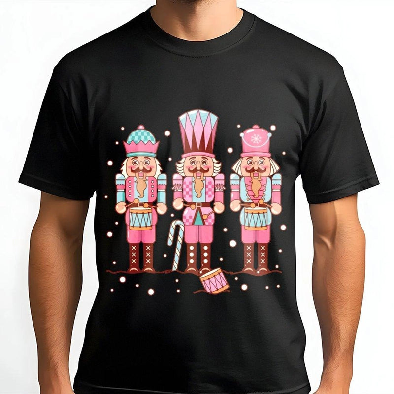 Teal Nutcracker Graphic Tee, Pastel Pink Nutcracker Christmas T-Shirt, Retro Holiday Nutcracker Shirt, Adorable Festive Ballet Lover Present Tee