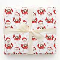 Hot Cocoa Christmas Gift Wrap, Watercolor Santa Wrapping Paper, Adorable Santa Claus Holiday Wrapping Paper, Polka Dot Xmas Wrapping Paper Roll