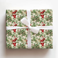 Poinsettia and Candy Cane Gift Wrap, Vintage Santa Wrapping Paper, Nostalgic Christmas Wrapping Paper, Classic Holiday Gift Wrap Roll