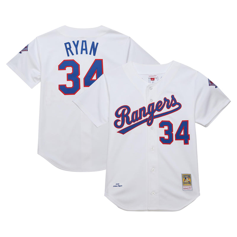 Texas Rangers Nolan Ryan White 1993 Cooperstown Collection Authentic Jersey