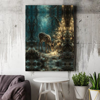Christmas Forest Deer Canvas Print, Magical Winter Fawn Canvas Wall Art, Enchanted Holiday Fawn Canvas, Woodland Animal Winter Wall Decor