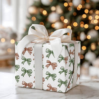 Red and Green Ribbon Gift Wrap, Hand Drawn Bows Wrapping Paper, Festive Christmas Bows Wrapping Paper, Holiday Present Wrapping Paper