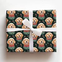 Festive Dog Holiday Gift Wrap, Golden Retriever Christmas Wrapping Paper, Xmas Puppy Present Wrap, Pet Lover Winter Packaging