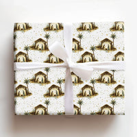 Holy Family Christmas Gift Wrap, Nativity Scene Wrapping Paper, Watercolor Religious Holiday Wrapping Paper, Golden Stars Present Paper