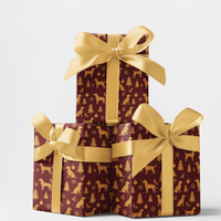 Crimson Gold Winter Puppy Gift Wrap, Christmas Dog Wrapping Paper, Holiday Dog Wrapping Paper, Festive Pet Lover Present Wrapping Paper