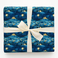 Nativity Christmas Gift Wrap, Starry Night Bethlehem Wrapping Paper, Watercolor Religious Holiday Wrapping Paper, Christian Faith Gift Wrap