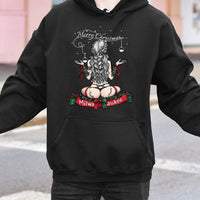 Sexy Pinup Holiday Graphic Sweatshirt, Milwaukee Christmas Hoodie, Retro Garage Tool Pin Up Pullover, Humorous Naughty List Present for Him