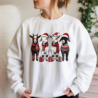 Adorable Festive Farm Animal Crewneck, Christmas Goat Sweatshirt, Santa Hat Goat Sweater, Holiday Animal Lover Pullover, Winter Xmas Present