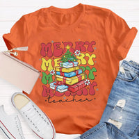 Festive Holiday Graphic Tee, Christmas Tree Teacher T-Shirt, Retro Xmas Teacher Shirt, School Educator Winter Tee, Teacher Christmas Present
