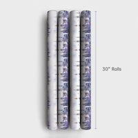 Snowy Ice Skating Park Gift Wrap, New York City Wrapping Paper, NYC Skyline Christmas Wrapping Paper, Watercolor Winter City Holiday Paper