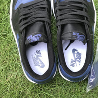 Low Top Sneakers, Blue Black Navy Colorway, Lace Up Design, Casual Gift for Sneaker Fans